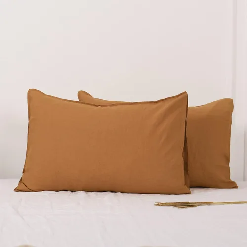Vista 33 de Simple&Opulence Juego de 2 fundas de almohada 100% lino tamaño Queen, fundas de almohada clásicas azules con cierre superpuesto, protectores