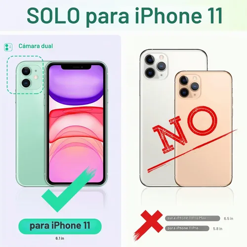 Vista 2 de TUCCH - Funda tipo cartera para iPhone 11 (6.1") 2019, 3 tarjeteros, color negro