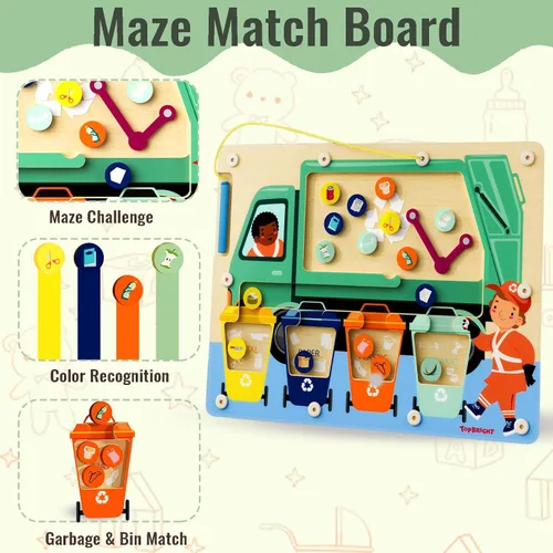 Vista 7 de TOP BRIGHT Juego de clasificación de laberinto magnético de colores, juguetes Montessori para regalos de niños de más de 3 años, juego de reciclaje