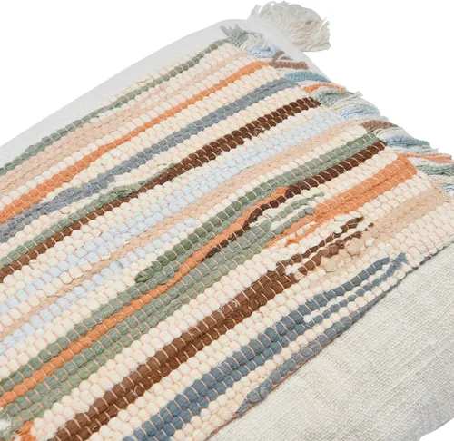 Vista 5 de Creative Co-Op Tejido de algodón con apliques lumbares, almohada con flecos y borlas, 24 pulgadas de largo x 16 pulgadas de ancho x 2 pulgadas