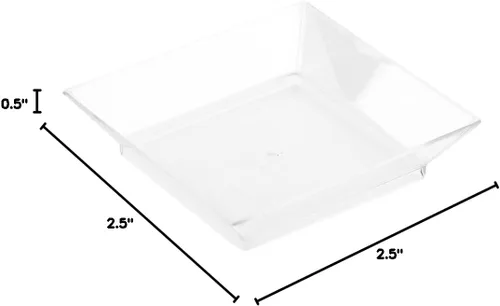 Vista 12 de Restaurantware Mini platos de degustación de 2.5 x 2.5 pulgadas, 20 platos cuadrados desechables de plástico, platos de plástico transparente