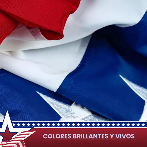 Vista 4 de G128 - Decoraciones patrióticas bordadas, Bandera de abanico de 3 x 6 pies
