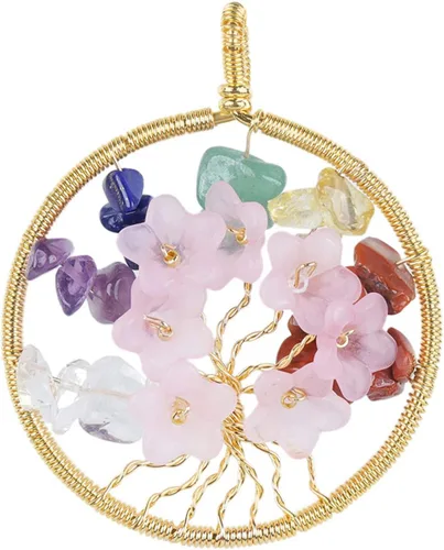 Vista 2 de Rockcloud Collar de cristales curativos naturales, colgante envuelto en alambre, hecho a mano, joyería de piedras preciosas de cuarzo Reiki