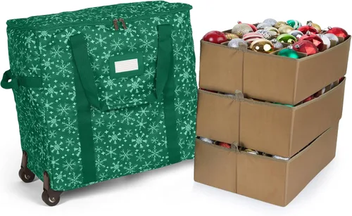 Vista 43 de Covermates Keepsakes Bolsa de almacenamiento ajustable para adornos, con asas de transporte, protección acolchada, ruedas dobles, almacenamiento