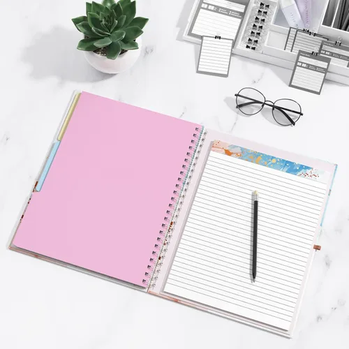 Vista 7 de Rimilak Spiral Clipboard Folio with Refillable Lined Notepad, 14.5 x 9.8 In, Hardcover Cover with 5 Interior Pockets, Elastic Band and Pen Loop