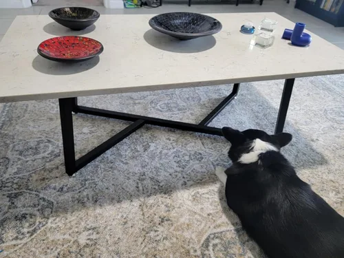 Vista 8 de FUSHIAIPTC Patas de metal para mesa auxiliar, base geométrica resistente de 18 pulgadas para muebles de mesa, patas para mesitas de noche, mesa