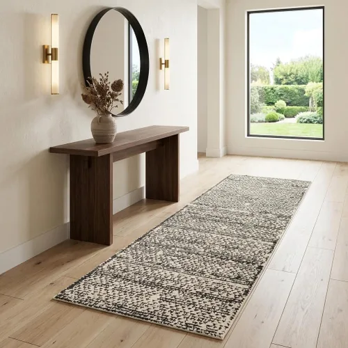 Vista 21 de Unique Loom Morocco Collection - Alfombra de área con borde abstracto, diamante, bohemio, 2 pies 2 x 3 pies, marfil/negro