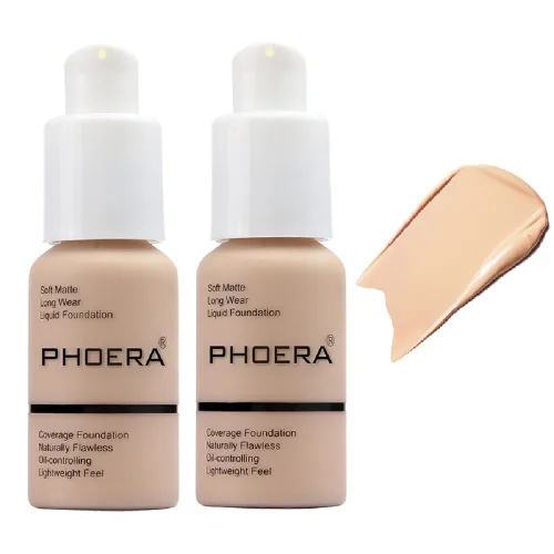 Vista 16 de PHOERA - Base de maquillaje mate, corrector de control de aceite, maquillaje impermeable de larga duración, base de cobertura completa