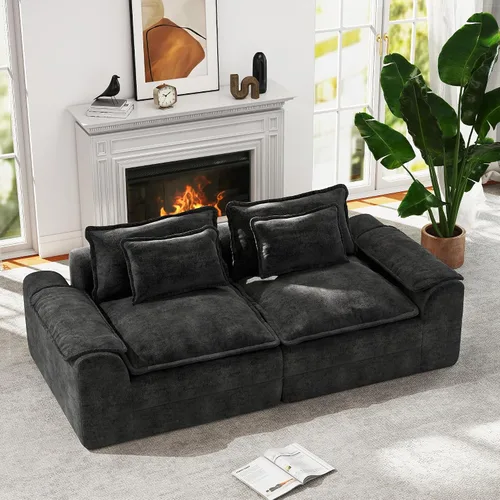 Vista 21 de Hobestluk Sofá seccional modular de sofá deshuesado de 105 pulgadas para 2-Gris