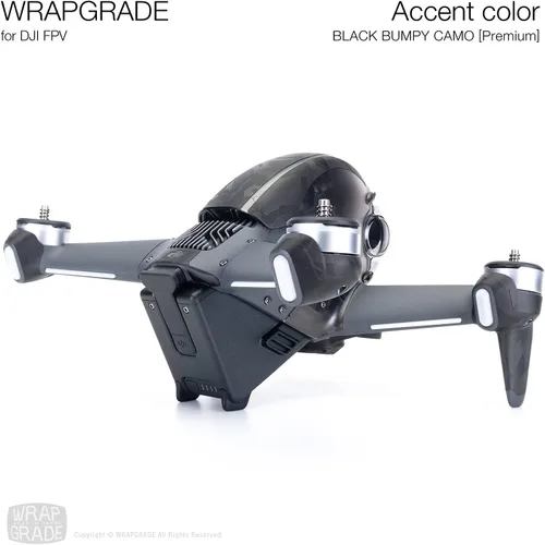 Vista 5 de WRAPGRADE Piel compatible con DJI FPV Color de acento (negro Bumpy CAMO)