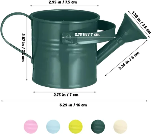 Vista 3 de Paquete de 5 regaderas pequeñas de metal para niños, mini maceta de agua para plantas para jardinería en interiores y exteriores, bonitos juguetes