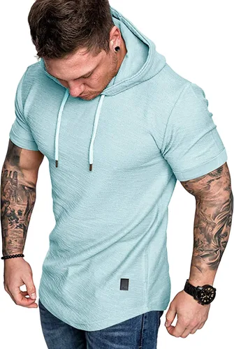 Vista 19 de Lexiart Sudadera deportiva con capucha para hombre, color liso, forro polar