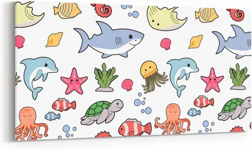 Vista 18 de Daisy Florals Wall Artwork Decor,Cartoon Blue Wildflowers Wall Painting for Boys Girls Women,Retro Country Style 38" Lx19 W