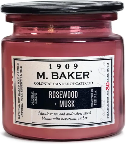 Vista 8 de Colonial Candle Vela perfumada de bambú de geranio, vela de cera de mezcla de soja natural de 2 mechas con aceites esenciales, vela en tarro