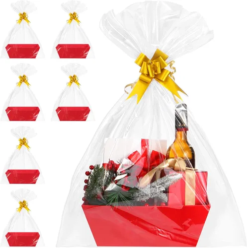 Vista 20 de Paquete de 10 cestas doradas vacías para regalos