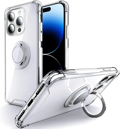 Vista 8 de Silverback - Funda transparente para iPhone 14 con soporte de anillo de 6.1 pulgadas TPU suave protector, parachoques amortiguador, a prueba
