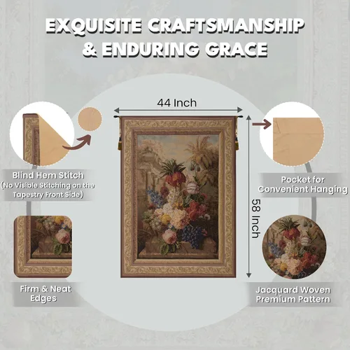 Vista 2 de Charlotte Home Furnishings Inc. Bouquet Exotique - Tapiz francés para colgar en la pared, 58 x 44 pulgadas, mezcla de algodón y poliéster, arte