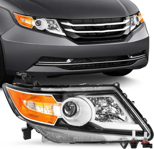 Vista 18 de JSBOYAT Conjunto de faros delanteros de repuesto para Honda Odyssey 2011-2017, estilo OE, carcasa negra, con reflector ámbar (L+R) Faros