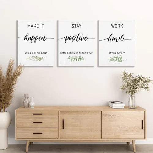 Vista 2 de KEUSPI Lienzo decorativo con frases inspiradoras motivacionales para la oficina y el lugar de trabajo, juego de 3, 14 x 11 pulgadas, regalos