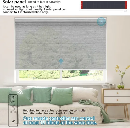 Vista 2 de SmartWings Persianas motorizadas filtrantes de luz, funcionan con Homekit, Alexa SmartThings Google, persianas inteligentes 50% opacas sin PVC