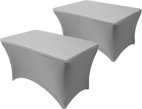 Vista 19 de Paquete de 2 manteles de mesa elásticos de elastano para mesas rectangulares de 4 pies, mantel ajustable de 48 pulgadas de largo x 30 pulgadas