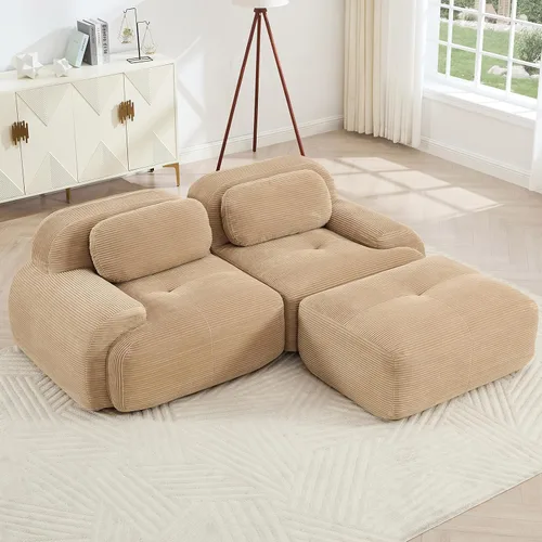 Vista 36 de Juego de sofás seccionales sin hueso de 117 pulgadas para sala de estar, modular en forma de L y sofá de 3 plazas con asiento profundo, almohadas