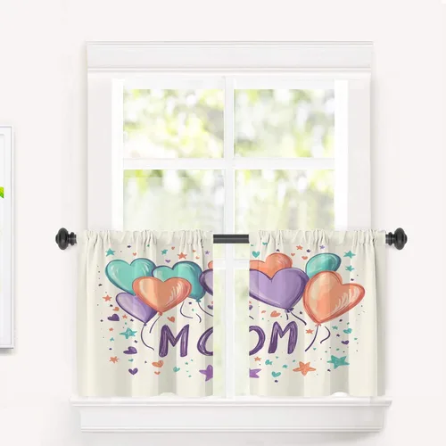 Vista 11 de Cortinas opacas de poliéster multicapa para cafetería, con diseño de diamantes, 2 unidades, 26 x 24 pulgadas