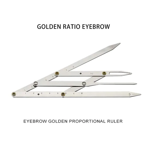 Vista 3 de Dr.Pedi Plantilla de pinza de relación dorada para cejas con brazos flexibles, maquillaje permanente Microblading Maquillaje Permanente Reutilizable