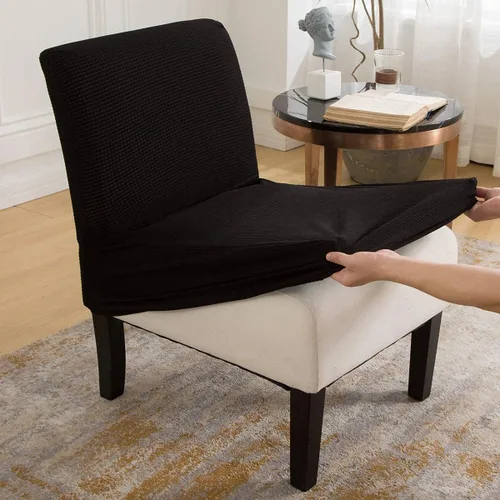 Vista 3 de JIAN YA NA Funda impermeable para silla de acento sin brazos, funda elástica para silla de sala de estar, tela fina universal, extraíble, lavable