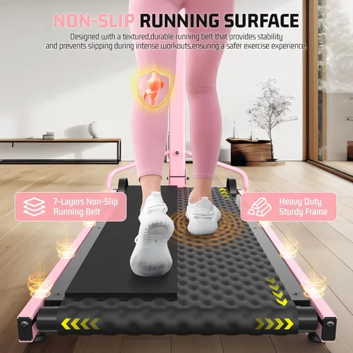 Vista 5 de [Usado] Manual Walking Pad Treadmill with Incline 20%, Foldable Treadmill with Handle Bar, 500lbs Capacity, Non-Electric Fixed Incline, Non-Slip