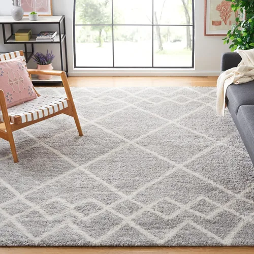 Vista 17 de SAFAVIEH Berber Shag Collection - Alfombra para pasillo, 2 pies 3 pulgadas x 8 pies, color gris y marfil, diseño bohemio rústico, no desprende
