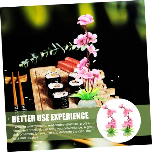 Vista 8 de 5 sets Exquisito plato de flores japonesas para sushi decorativo frío plato flor adorno flor falsa decoración 2 piezas x 5