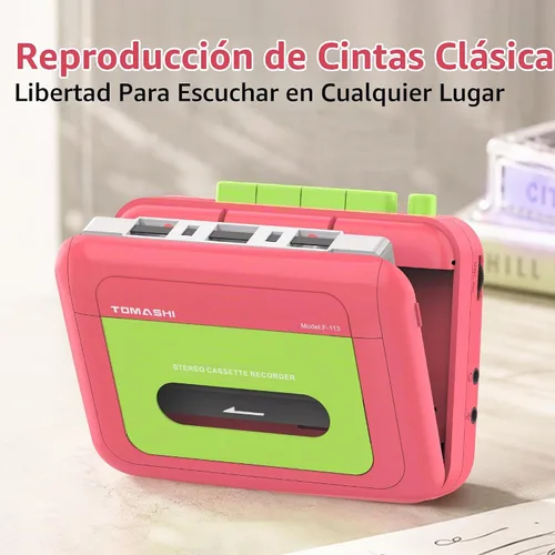 Vista 3 de TOMASHI Reproductor de cinta de casete estéreo portátil,Wallkman,Grabadora Rosa