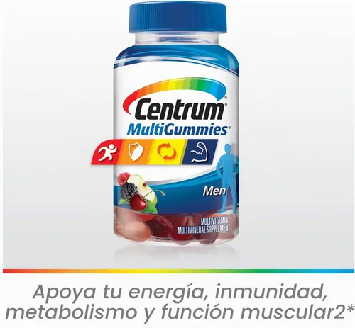 Vista 2 de Centrum MultiGummies Gummy Multivitamínico para hombres, suplemento multivitamínico/multimineral con selenio, antioxidantes y vitamina D3, sabor a