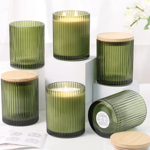 Vista 8 de Tarros de vela de vidrio transparente de 14 onzas para hacer velas, paquete de 6 frascos de vela vacíos a granel con tapas y accesorios de bambú