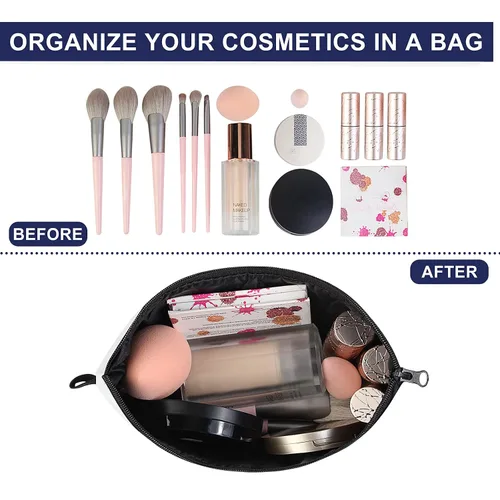 Vista 6 de MAGEFY Bolsa de maquillaje Bolsa de cosméticos, 2 paquetes azul, Lindo