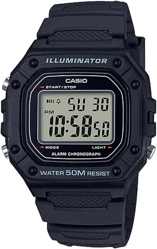 Vista 9 de Casio W218H Series Men’s Digital Watch 50M WR 1/100 Second Stopwatch 100 SEC Chronograph LED Backlight Countdown Timer Daily Alarm