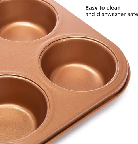 Vista 7 de Ecolution Juego de 4 utensilios antiadherentes para horno tostador, acero al carbono, fácil de limpiar y perfecto para porciones individuales, cobre