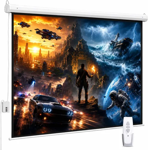 Vista 17 de Pantalla de proyector motorizada de 94", pantalla de proyector eléctrica 4:3 con control remoto, pantalla de película HD para interiores/exteriores