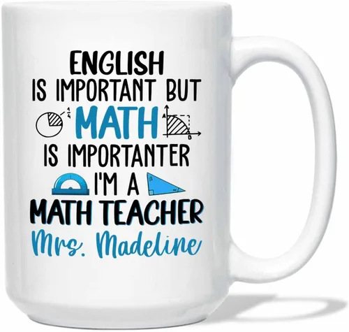 Vista 21 de Taza de cerámica blanca personalizada con nombre "A Day Without Math Is Like Just Kidding I Have No Idea", taza de café personalizada