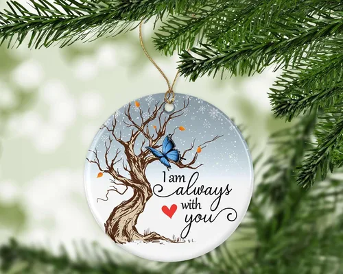 Vista 2 de Adorno de mariposa azul – Adorno conmemorativo de Navidad – I Am Always with You – Recuerdo conmemorativo – Pérdida de un ser querido – Regalo