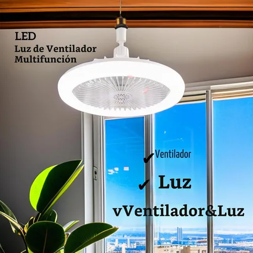 Vista 2 de Ventilador de enchufe de 10 pulgadas con luz - Control remoto regulable, 3 velocidades - Dormitorio/cocina (blanco)