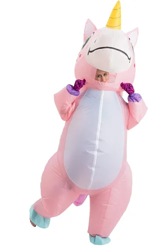 Vista 4 de Spooktacular Creations Disfraz inflable para adulto, cuerpo completo montando un unicornio para fiesta inflable de Halloween