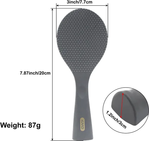 Vista 5 de Hitefu Cuchara de arroz antiadherente, cuchara de arroz de pie de silicona, espátula profesional para servidor de papas resistente al calor