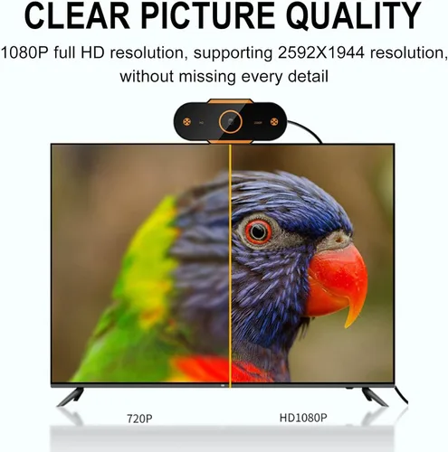 Vista 4 de Cámara web HD de 1080p con micrófono, enfoque automático rápido, gran angular de 110°, corrección de luz automática, cámara web USB para computadora