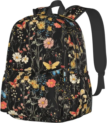 Vista 13 de SUPLUCHOM Mochila escolar vintage con hojas mágicas de hongos y bosques, mochila casual para hombres y mujeres, bolsa de poliéster para laptop