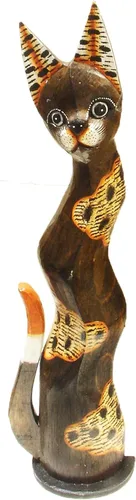 Vista 25 de Gatos de madera surtidos con diferentes patrones (Calico, pequeño y mediano: 24 y 32 pulgadas)
