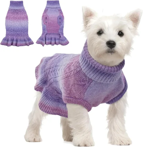 Vista 14 de QBLEEV Suéteres para Perras Pequeñas - Suéteres Suaves y Cálidos de Invierno y Otoño con Cuello de Tortuga y Opciones de Chaleco para Cachorras