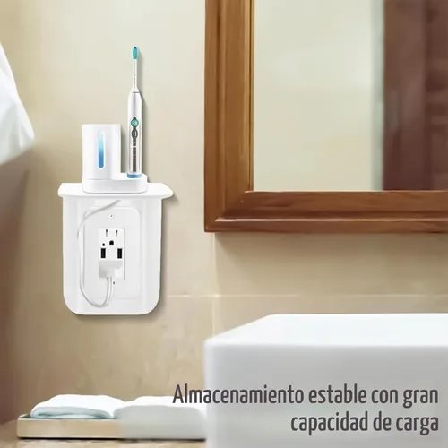 Vista 9 de Estante de salida, soporte de pared de baño con gestión de cables integrada, organizador de pared para decoración inteligente del hogar, ahorro