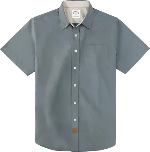 Vista 30 de Dubinik® Camisas de manga corta con botones para hombre, 100% algodón, a cuadros, camisas casuales con bolsillo